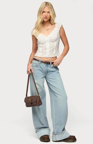 Contrast Heart Low Rise Baggy Jeans image number 5
