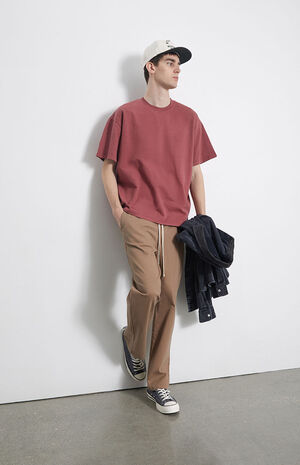 Burgundy Oversized Terry T-Shirt image number 4