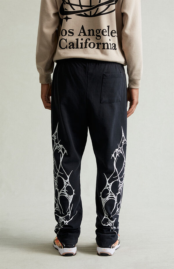 Pacsun Washed Black Graphic Fleece Straight Leg Sweatpants