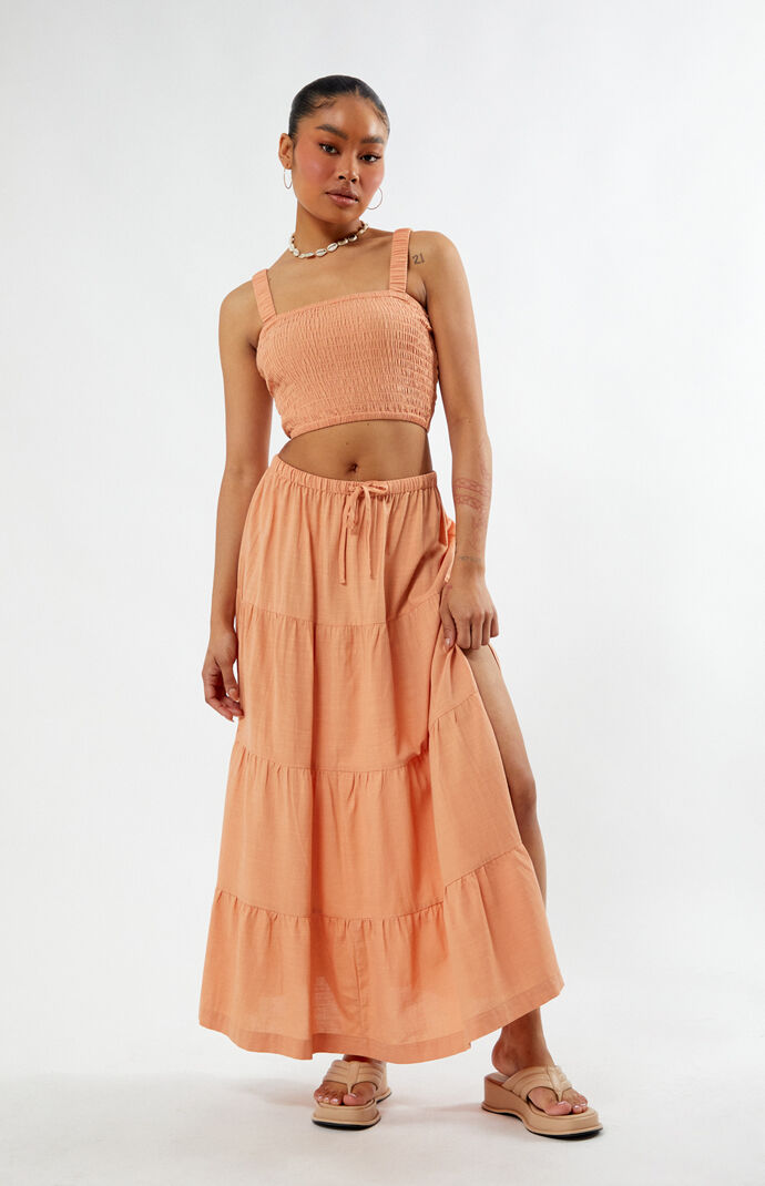 Vila tiered maxi skirt on sale