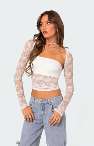 Addison Sheer Lace Two Piece Top image number 5
