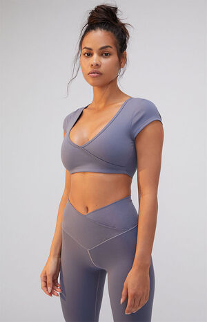 PAC WHISPER Gray Active Anya Surplice Bralette Top image number 2