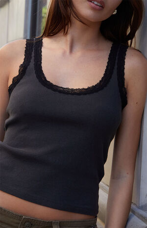 Black Ronnie Lace Tank Top image number 3