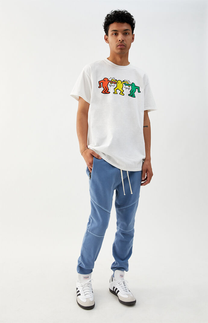 Blue Zip Pocket Paneled Fleece Sweatpants