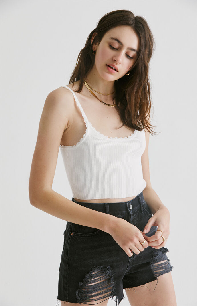 white lace cami top