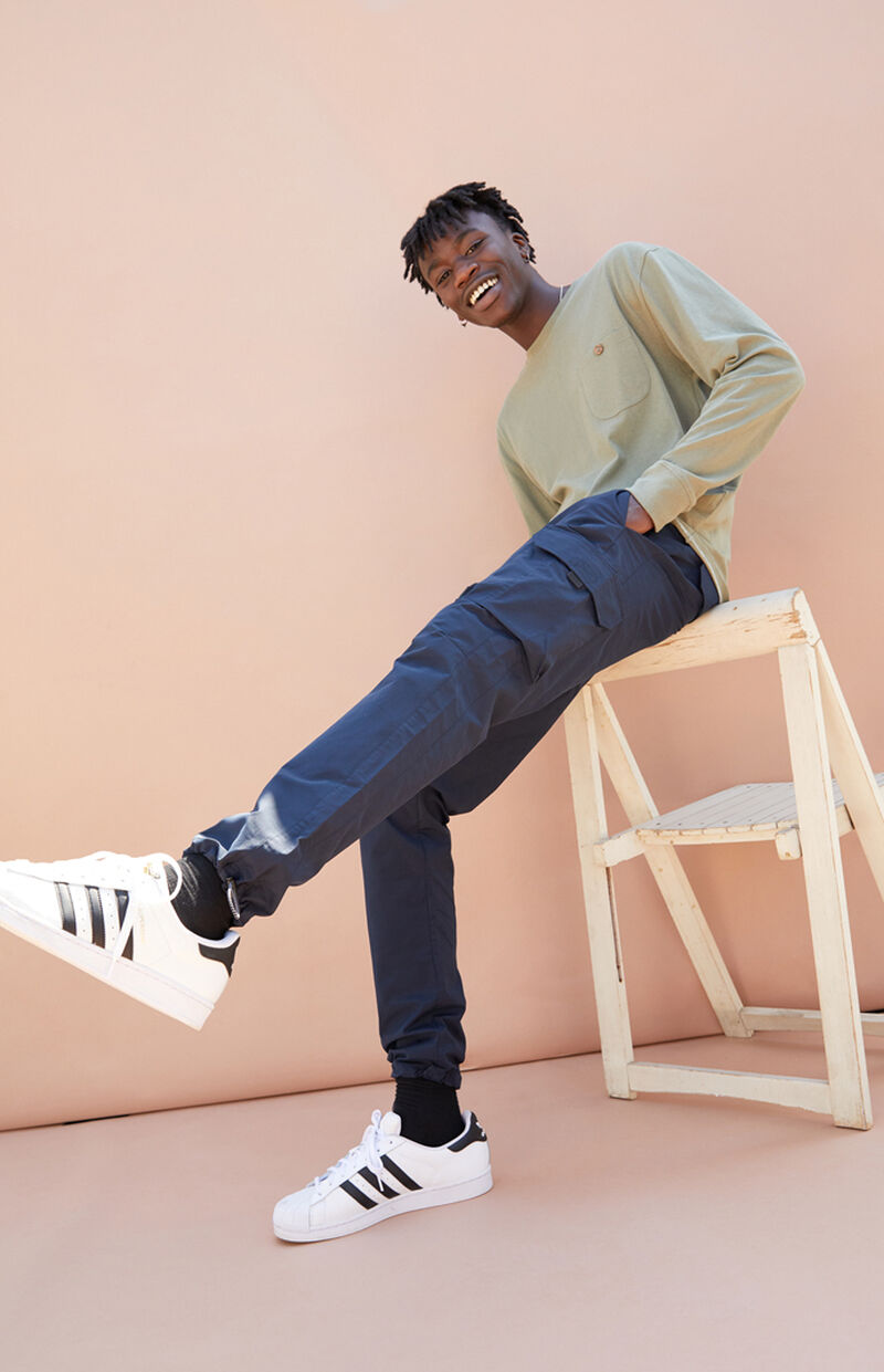 PacSun Utility Navy Nylon Slim Cargo Pants PacSun