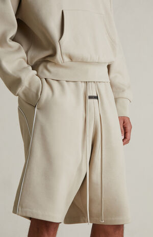 Timber & Cloud White Basketball Fleece Sweat Shorts image number 5