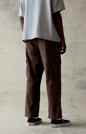 Canvas Brown Straight Leg Cargo Pants image number 4