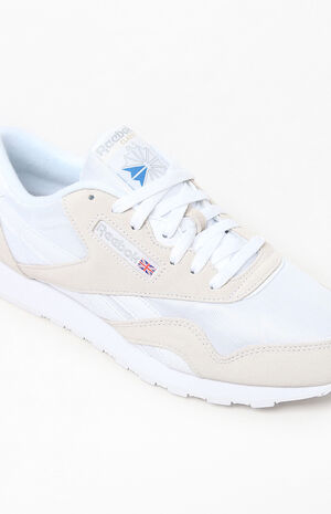 Classic White and Grey Leather & Nylon Shoes image number 5
