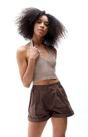 Two Toned Halter Sweater Tank Top image number 1