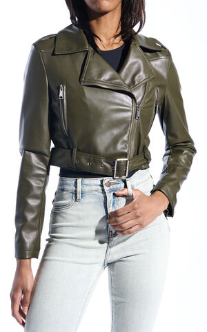 Remy Olive Butter Faux Leather Jacket image number 2