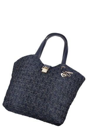 Dark Denim Horseshoe Charm Tote Bag image number 7