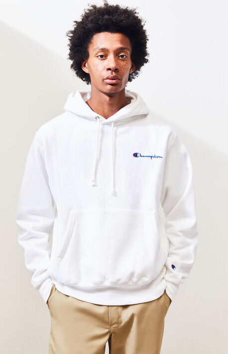 Script Embroidered Reverse Weave Pullover Hoodie