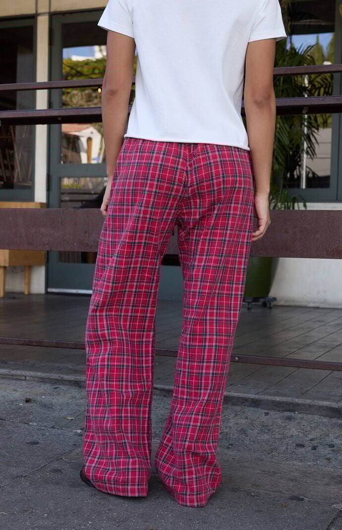 John Galt Red Plaid Anastasia Baggy Pants