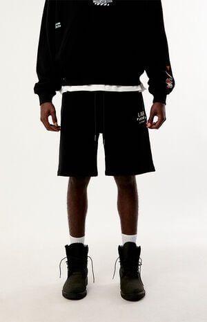 Diagonal Open Hem Jogger Sweat Shorts image number 3