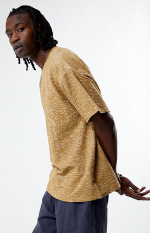 Brown & Tan Slub Stripe Oversized T-Shirt image number 2