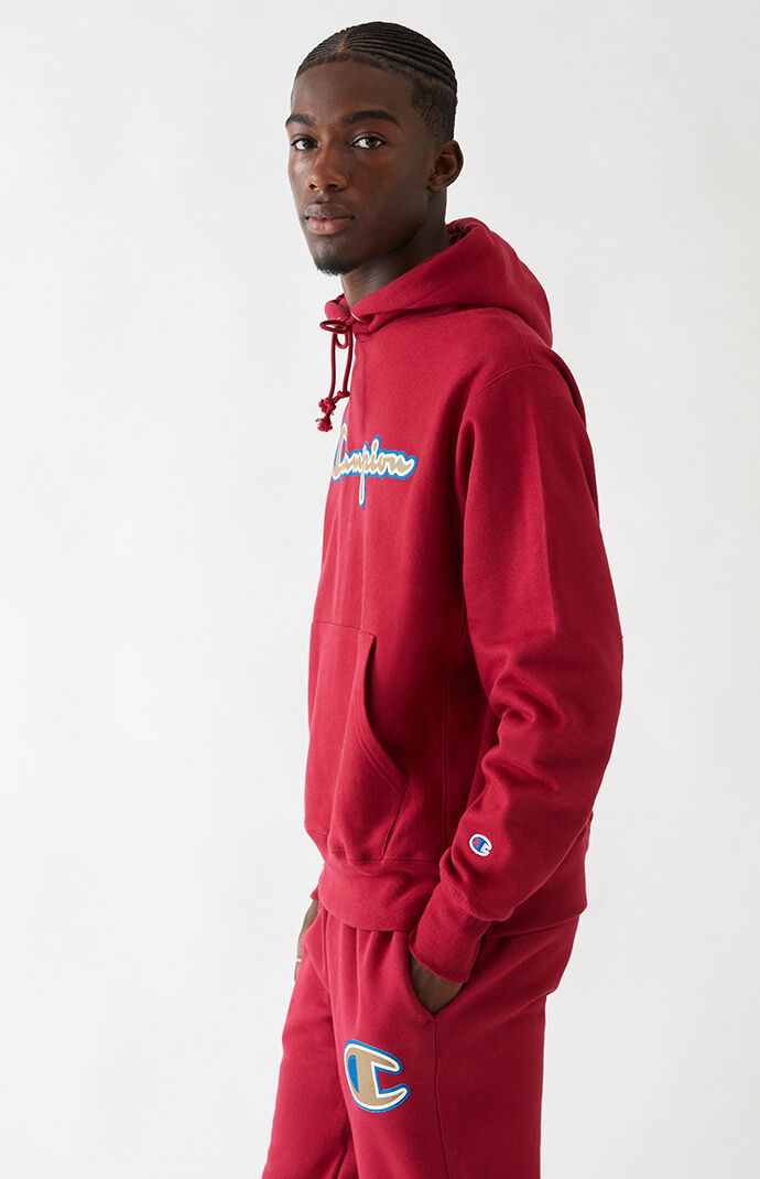 Red champion top hoodie pacsun