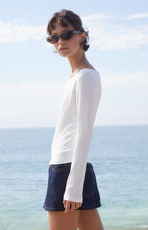 White Martha Crinkle Sweater image number 3