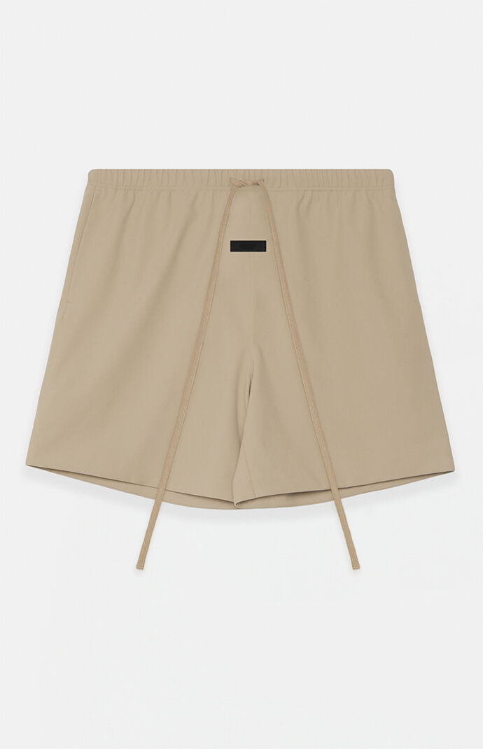 Fear of God ESSENTIALS Desert Sand Bonded Nylon Soccer Shorts | Pacsun