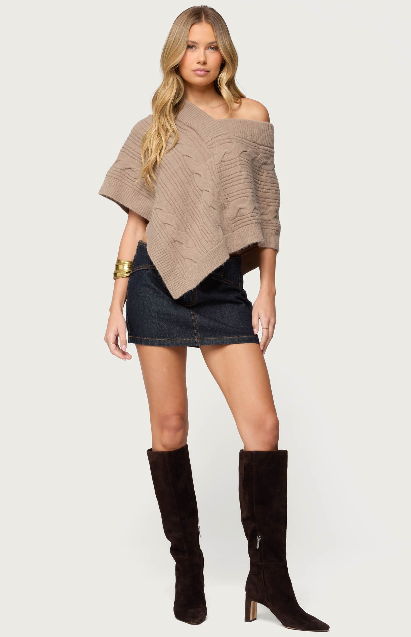Edikted Vickey Cable Knit Poncho