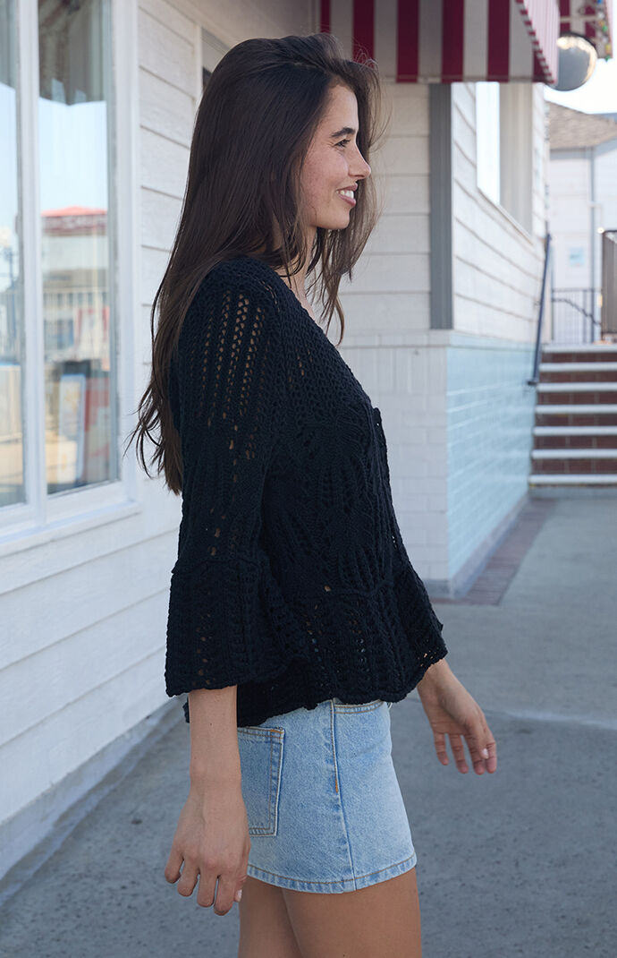 John Galt Black Flare Sleeve Cardigan