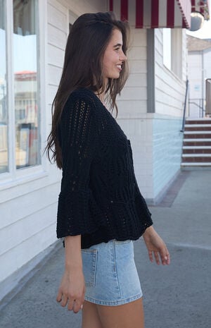 Black Flare Sleeve Cardigan image number 3