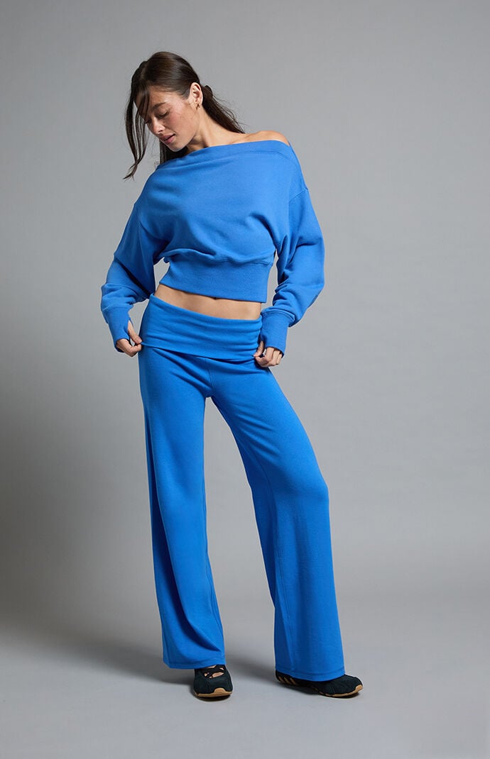 Pac 1980 Women's Active Blake Wide Leg Yoga Pants In Cobalt