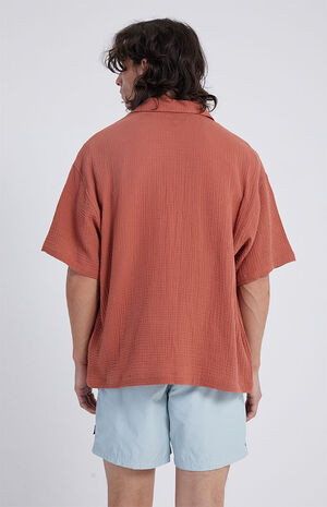 Burnt Orange Boxy Button Down Shirt image number 4