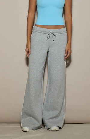 Contrast Piping Ultra Soft Fleece Baggy Sweatpants image number 3