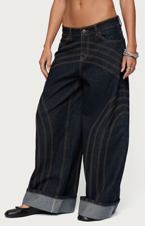Cuffed Low Rise Wide Leg Jeans image number 2