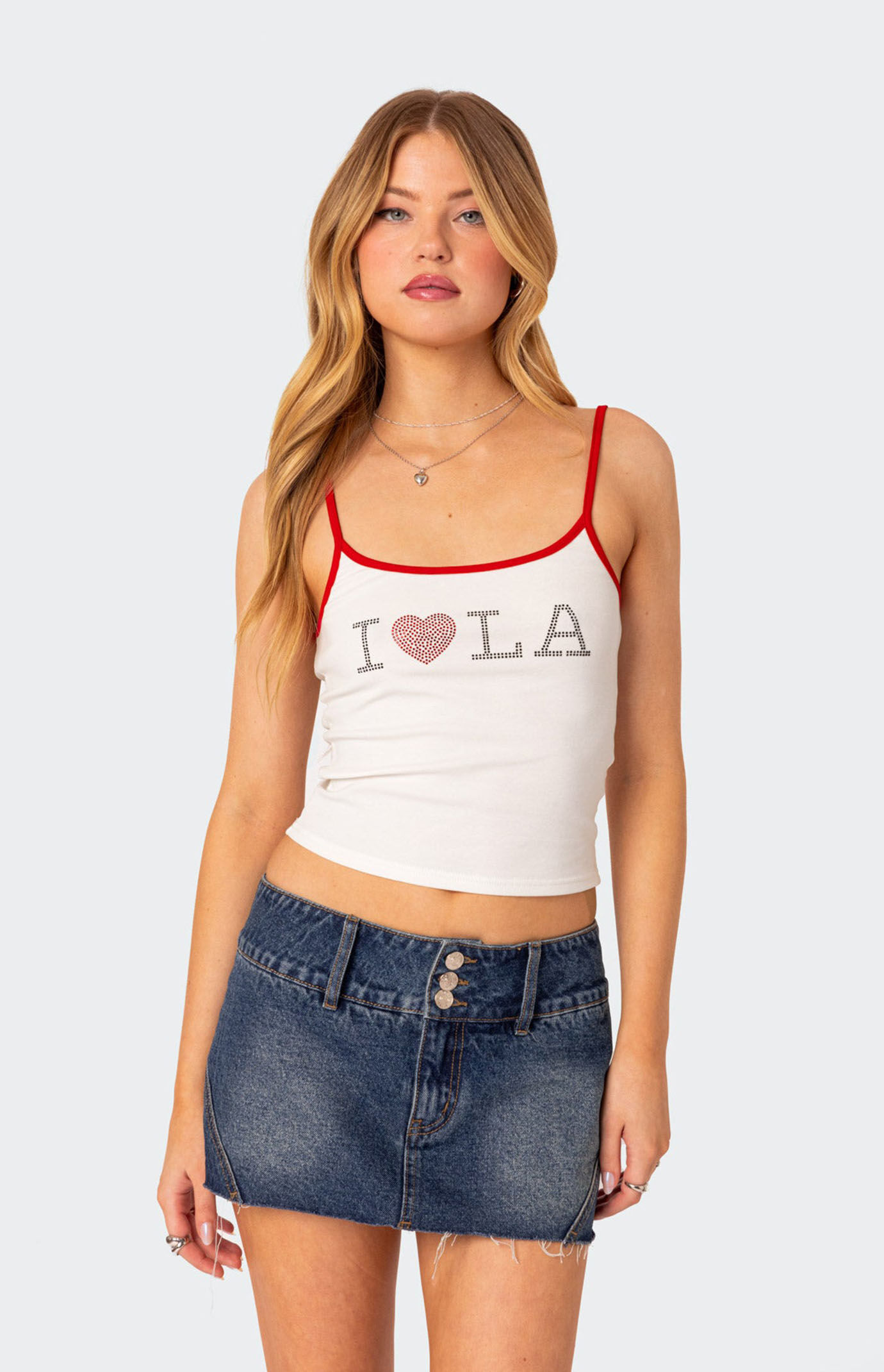 Edikted LA Lover Rhinestone Tank Top | PacSun