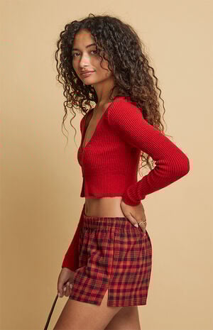 Red Plaid Boxer Shorts image number 4