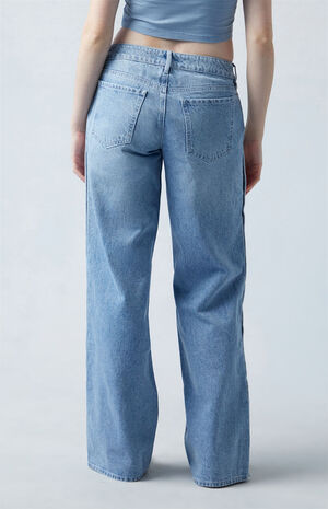 Light Indigo Snap Tearaway Low Rise Wide Leg Jeans image number 4