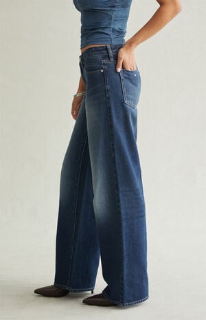 Casey Low Rise Baggy Jeans Rhinestone Dark Blue image number 3