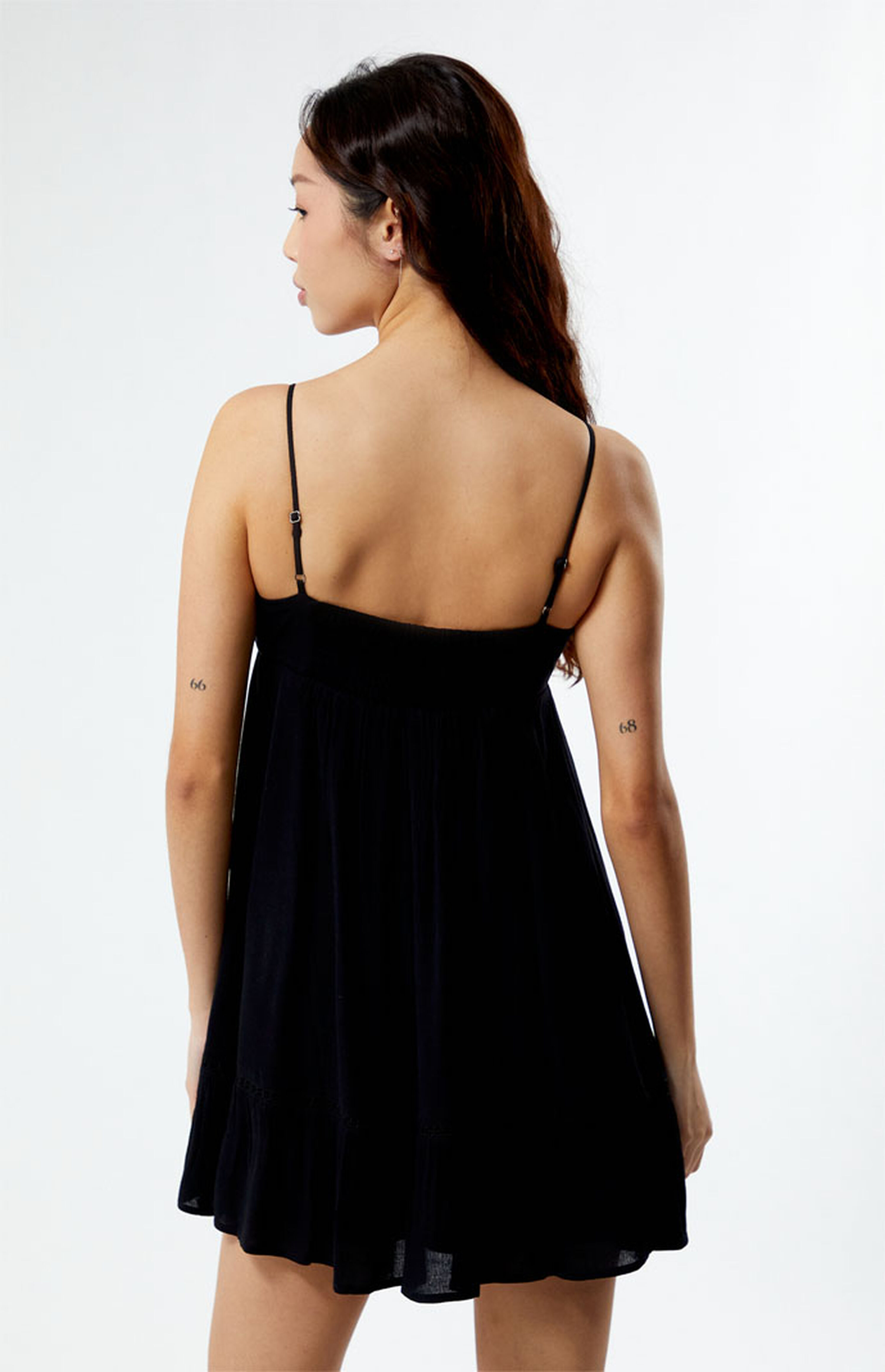 ADORA Lace Detail Tiered Eyelet V-Neck Babydoll Dress