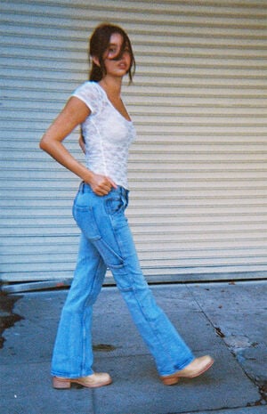 White Short Sleeve Lace Top image number 2