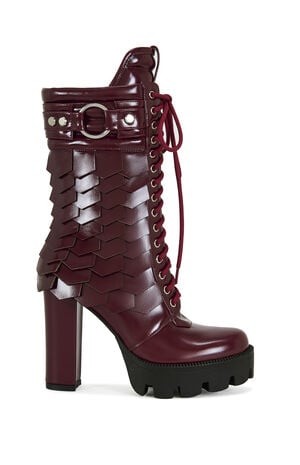 Gernot Burgundy Platform Lace Up Booties image number 1
