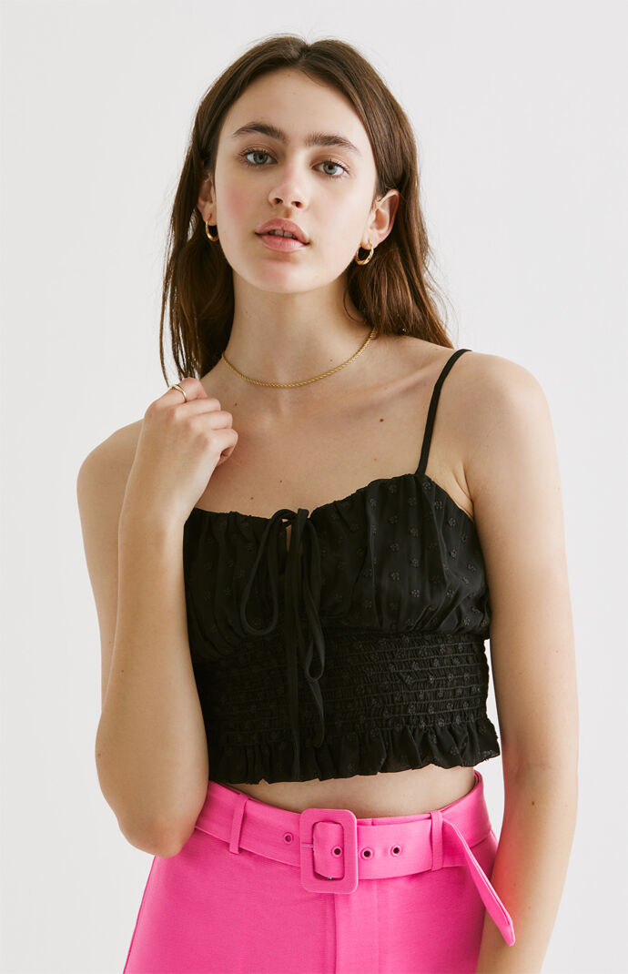Embroidered Keyhole Cami Top