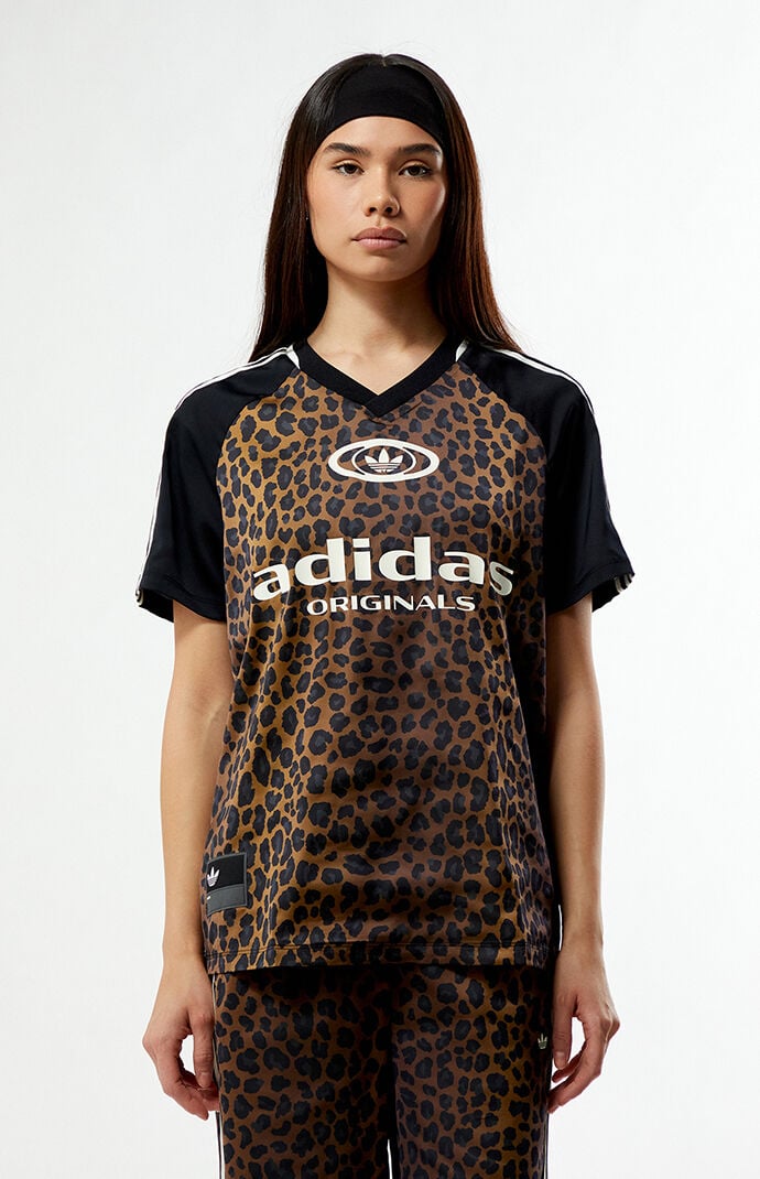 adidas Leopard Satin Short Sleeve Jersey