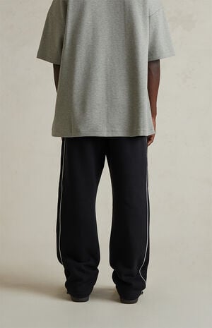 Jet Black & Cloud White Relaxed Fleece Sweatpants image number 5