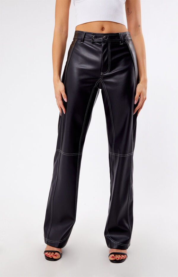 Pacsun Faux Leather Low Rise Straight Leg Pants PacSun - Main Image