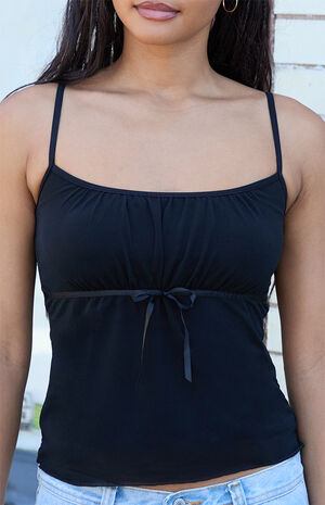 Black Skylar Ribbon Tie Tank Top image number 2