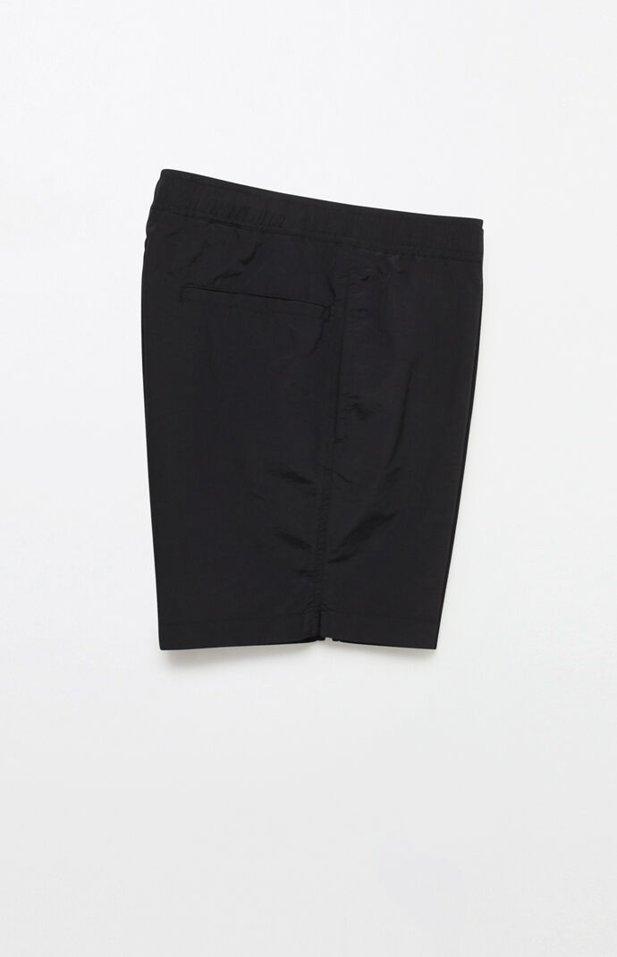 Solid Black 17" Swim Trunks