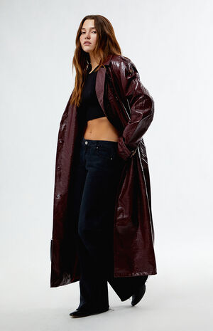Faux Leather Trench Coat image number 1