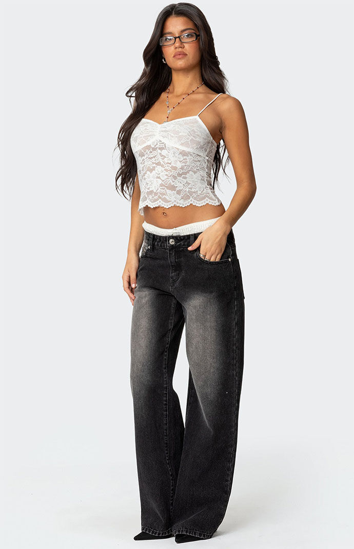 Edikted Rut Sheer Lace Tank Top