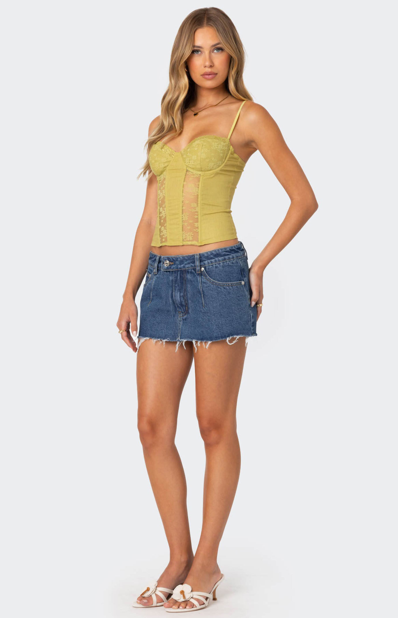★2023SS新作★SIO★LACE UP UNBALANCE MINI SKORT GB Pleated Denim Mini Micro Skort | Dillard's