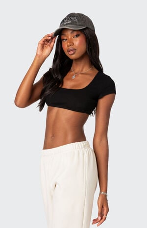Square Neck Ribbed Crop Top image number 4