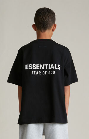 Kids Black Crew Neck T-Shirt image number 4
