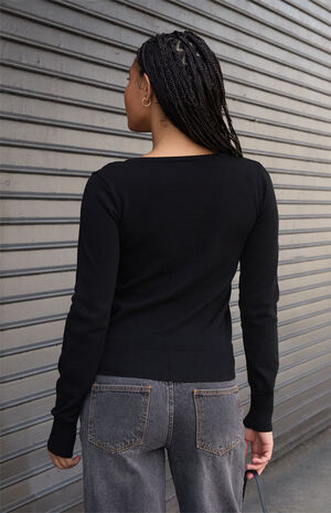 Black Button Down Cardigan image number 4