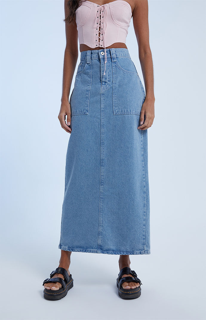 スカート musinsastandardwoman Women's Denim Carpenter Long Skirt Ligh Women's Carpenter Maxi Skirt | SALE | Lee®